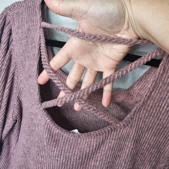 Maurices Top Womens Small Pink Shirt Ribbed Square Neck Flutter Sleeve Soft - Picture 9 of 12